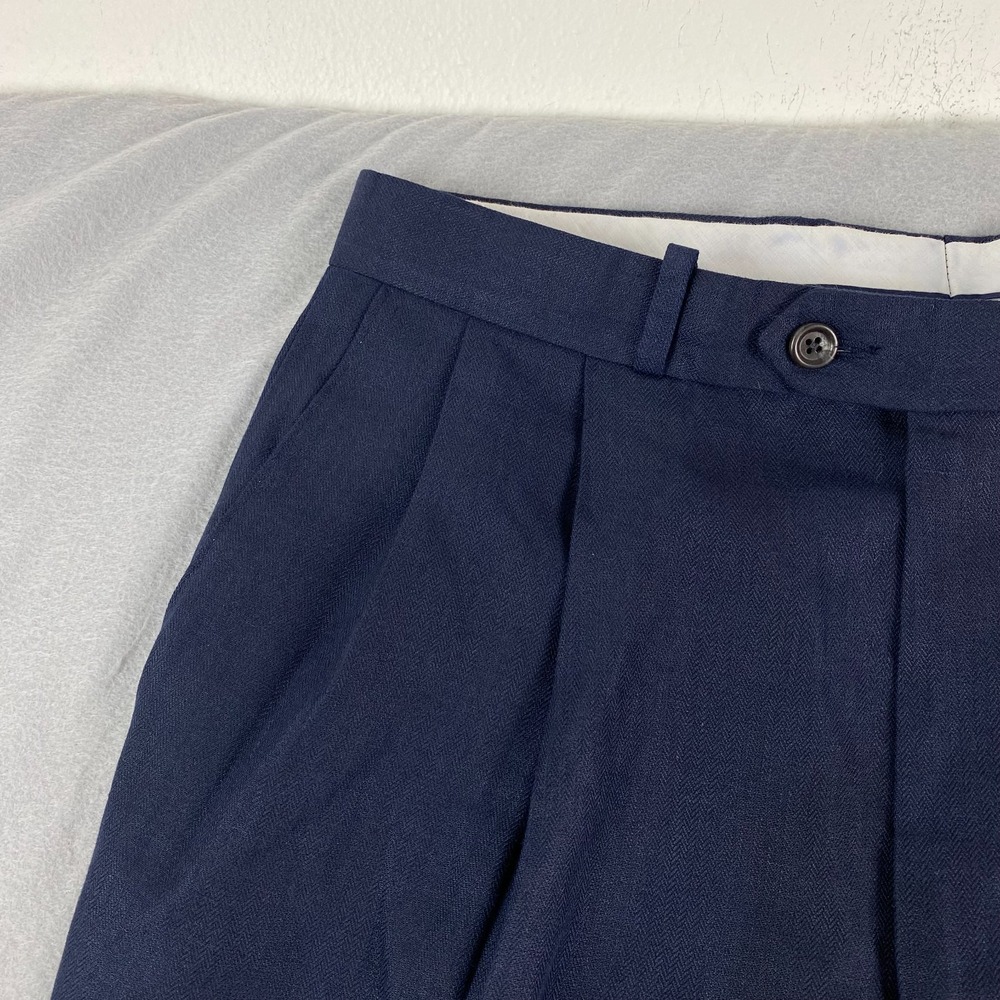 Vtg Polo University Ralph Lauren Mens 33x32 Blue Herringbone Linen Trousers - Picture 4 of 16